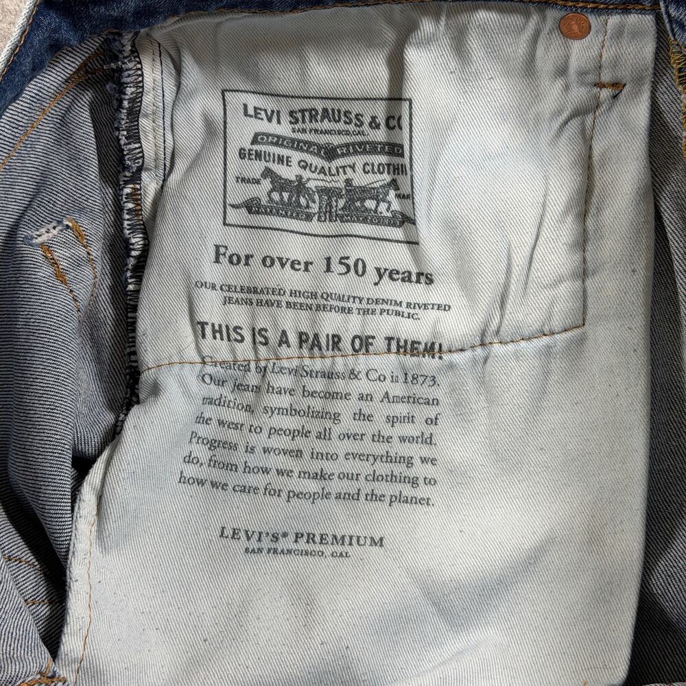 Levi's 514 Straight Jeans Mens 34x32 Medium Blue Wash Stretch Denim Red Tab - Picture 13 of 15